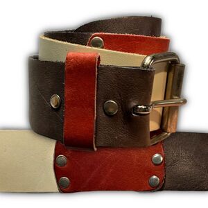 Genuine Leather Patchwork Red Belt Size 30-34